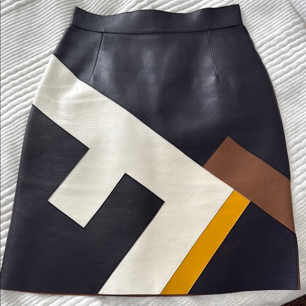 FENDI Colorblock Leather Skirt